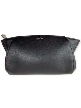 CARTIER Clutch Onyx Taurillon Leather C De Cartier Bag Palladium Hardware EUC